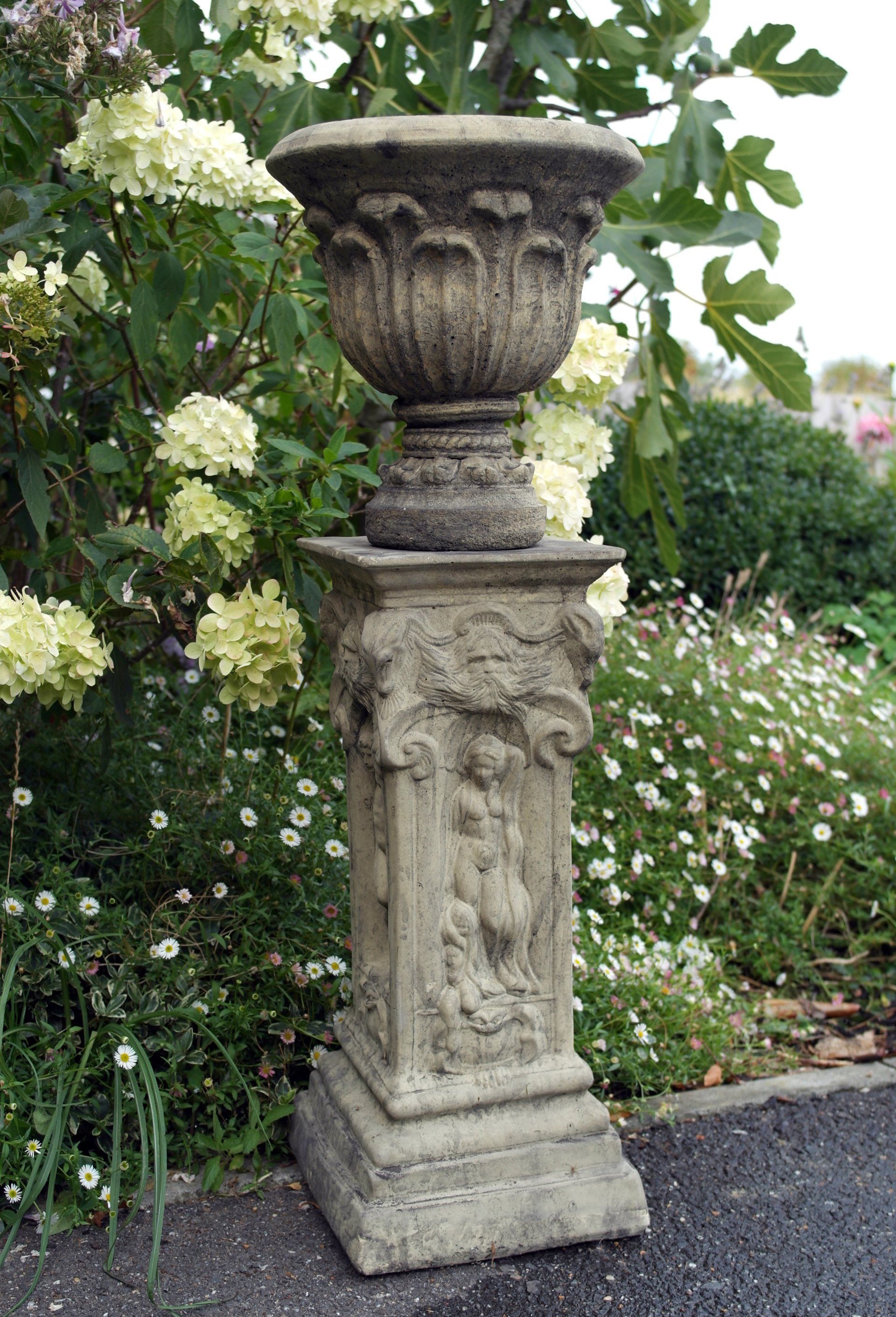 Vienna Cherub Motif Stone Garden Pedestal